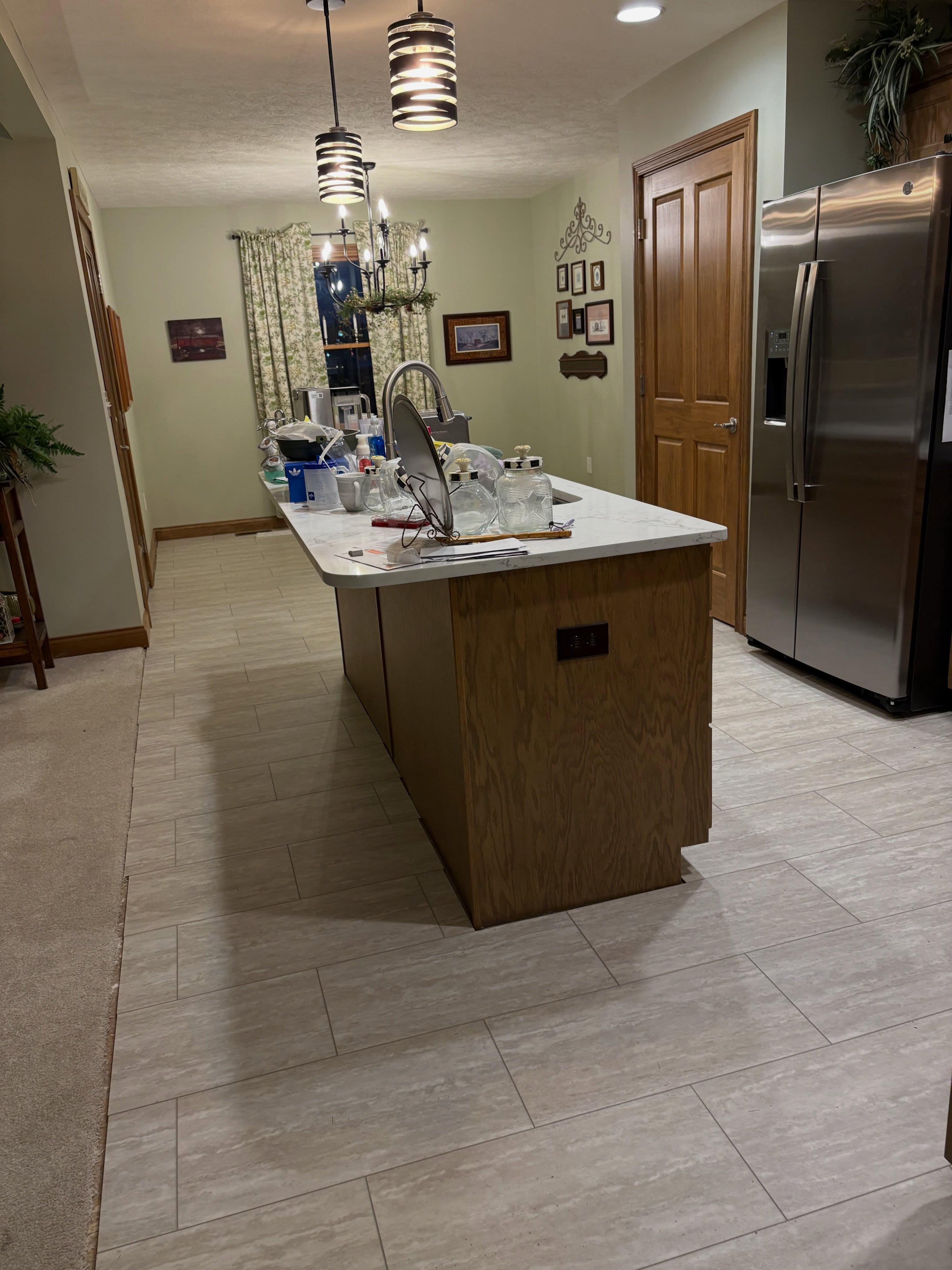 And, the floor is done!! Still need to figure out the backsplash, but what a difference!! There’s a lot of cleaning to do, but I love my kitchen!  Of course, that now means I have to cook! #kitchenreno #newfloorsnewlook