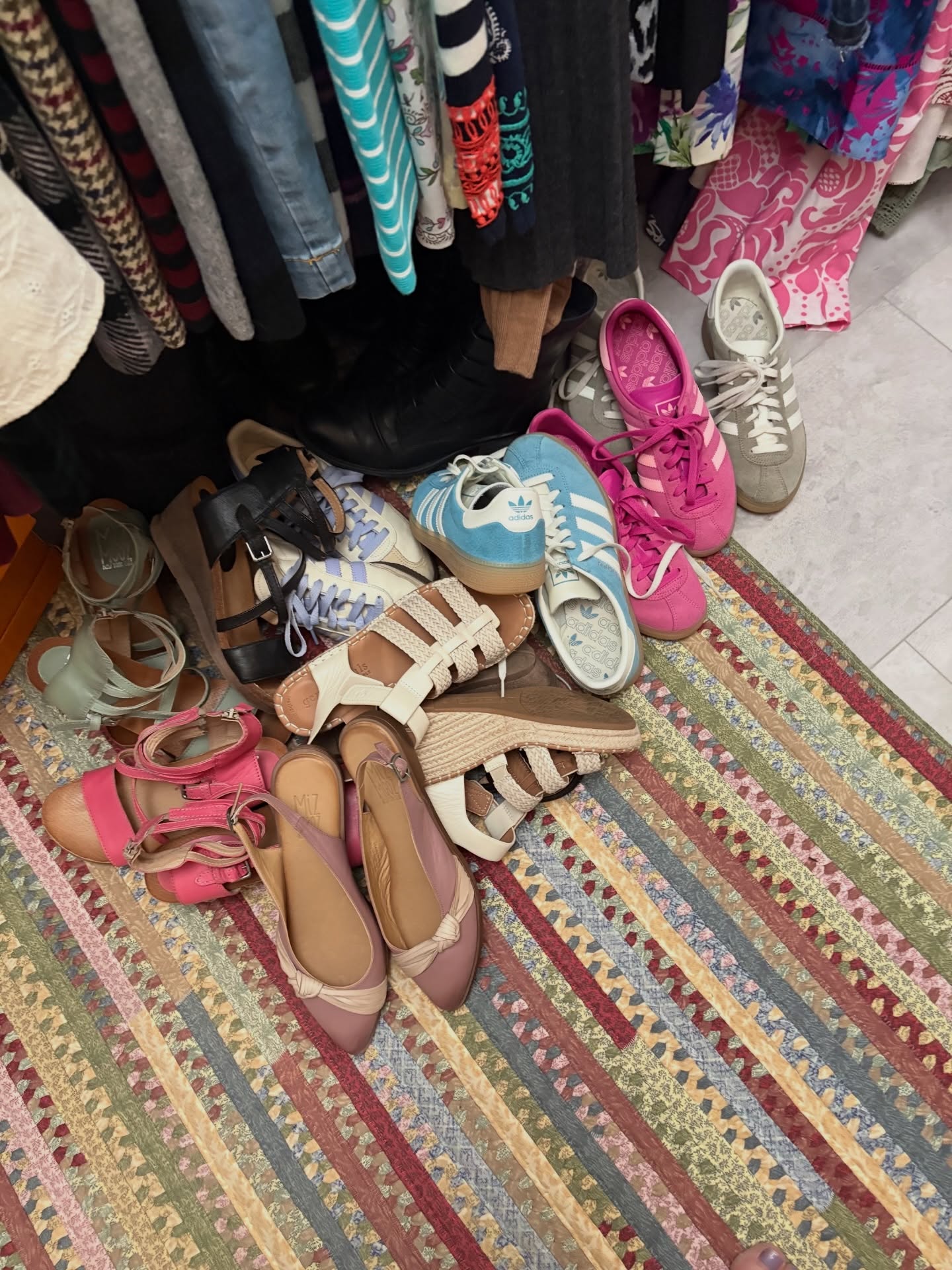 Yep!  That’s the state of my closet right now.  I need to figure out how and where to store all my shoes and sandals.  #nevertoomanyshoes #closetwoes #prettyshoesthough