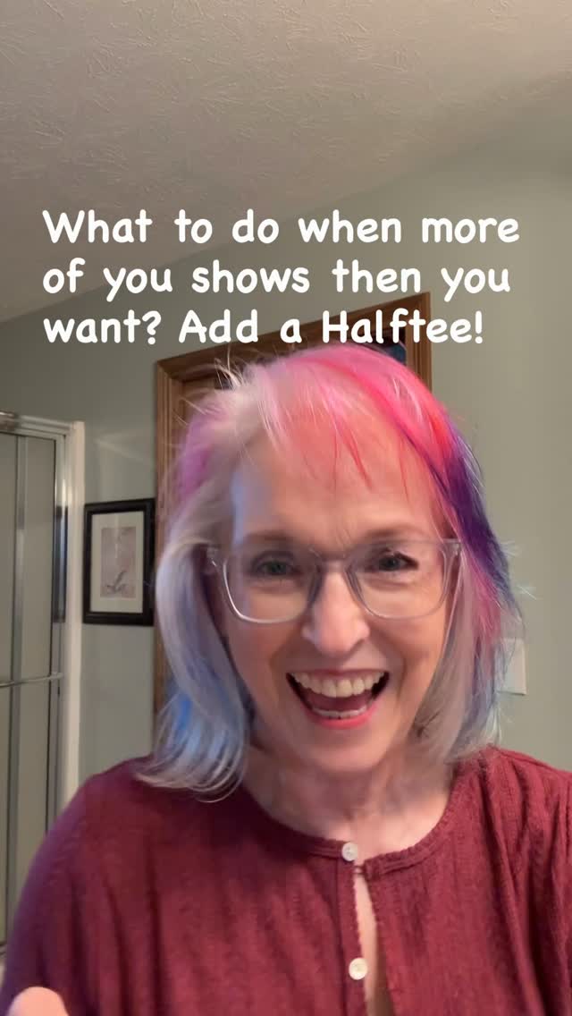 It’s the Queen of Awkward Videos again! And, I have a new workaround for those problem tops. You know, the ones that gape and show more than you want. Try a.Halftee in just about any color. I’m wearing the new classic boyfriend in gray. If you want your own, click on my bio, click on my Halftee link, and a checkout add the code, Marsha 15, for 20% off your own Halftee! @halfteecollabs @halftee #solutionsforyourproblems #halfteetotherescue #queenofawkwardvideos #styleover60 #over60andfabulous
